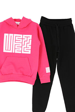 Kız Çocuk Eşofman Takımı-Fermuarlı-Hakim Yaka-Şerit Detaylı 12-16 Yaş 12379