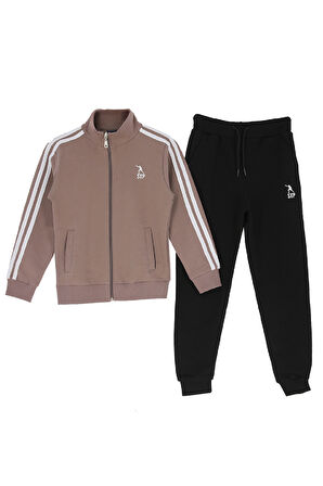 Kız Çocuk Eşofman Takımı-Fermuarlı-Hakim Yaka-Şerit Detaylı 12-16 Yaş 12379