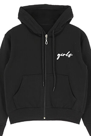 Kız Çocuk 2 İplik-Kapüşonlu - Fermuarlı Sweatshirt 12-16 Yaş 12394