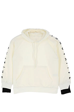 Kız Çocuk 2 İplik-Kapüşonlu-Manşeti Panelli Ve Garnili Sweatshirt 12-16 Yaş 12395