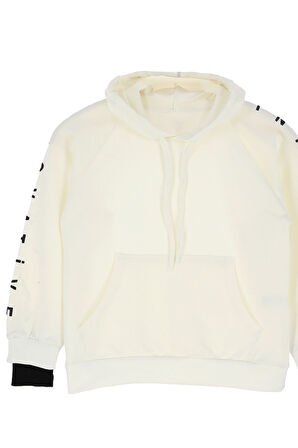 Kız Çocuk 2 İplik-Kapüşonlu-Manşeti Panelli Ve Garnili Sweatshirt 12-16 Yaş 12395