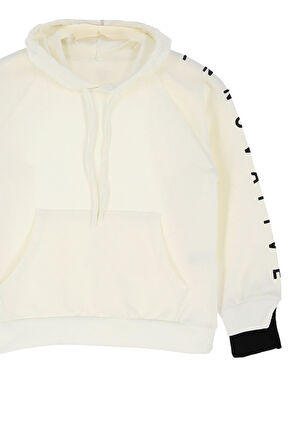 Kız Çocuk 2 İplik-Kapüşonlu-Manşeti Panelli Ve Garnili Sweatshirt 12-16 Yaş 12395