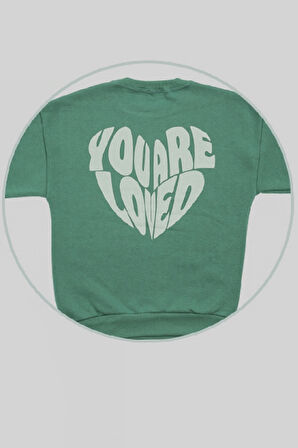 Kız Çocuk 3 İplik Şardonlu-Arkası Baskılı Sweatshirt 12-16 Yaş 12396