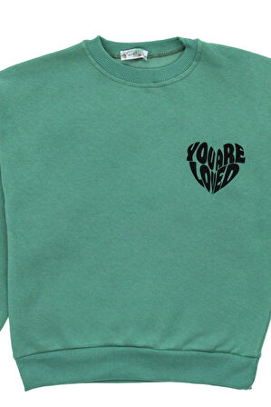 Kız Çocuk 3 İplik Şardonlu-Arkası Baskılı Sweatshirt 12-16 Yaş 12396