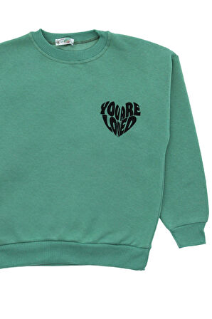 Kız Çocuk 3 İplik Şardonlu-Arkası Baskılı Sweatshirt 12-16 Yaş 12396