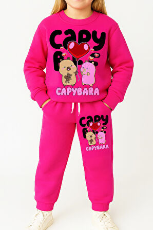 Kız Çocuk 3 İplik Şardonlu Görsel Baskılı Alt-Üst Takım-3 -10 Yaş 12404