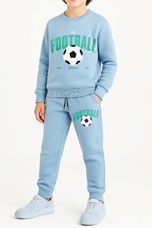 Erkek Çocuk Eşofman Takımı-3 İplik Şardonlu-Football Baskılı 3-10 Yaş 12405