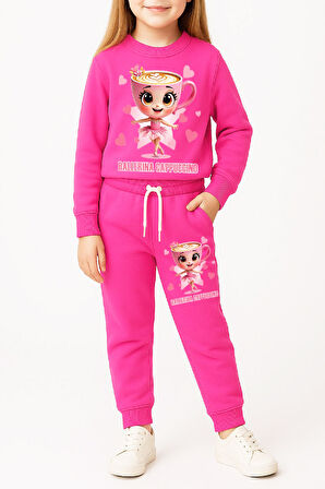 Kız Çocuk 3 İplik Şardonlu Görsel Baskılı Alt-Üst Takım-3 -10 Yaş 12410