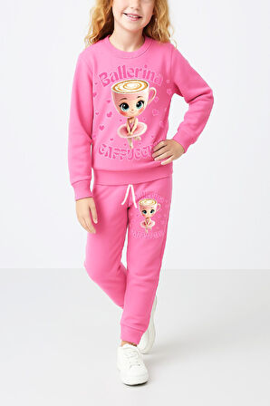 Kız Çocuk 3 İplik Şardonlu Görsel Baskılı Alt-Üst Takım-3 -10 Yaş 12410