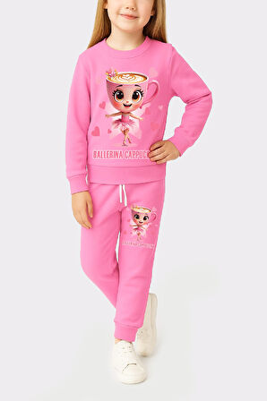 Kız Çocuk 3 İplik Şardonlu Görsel Baskılı Alt-Üst Takım-3 -10 Yaş 12410