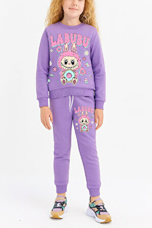 Kız Çocuk 3 İplik Şardonlu Karakter Baskılı Alt-Üst Takım-3 -10 Yaş 12411