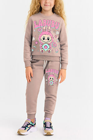 Kız Çocuk 3 İplik Şardonlu Karakter Baskılı Alt-Üst Takım-3 -10 Yaş 12411