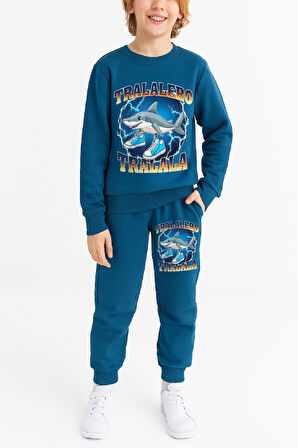 Erkek Çocuk 3 İplik Şardonlu Alt-Üst Takım Görsel Baskılı 3-10 Yaş 12412