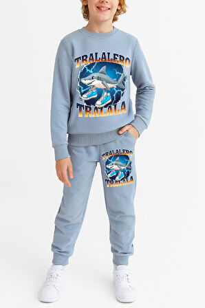 Erkek Çocuk 3 İplik Şardonlu Alt-Üst Takım Görsel Baskılı 3-10 Yaş 12412