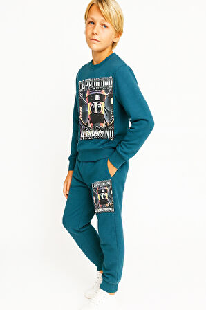 Erkek Çocuk 2 İplik Şardonsuz Alt-Üst Takım Dijital Baskılı 3-10 Yaş 12416