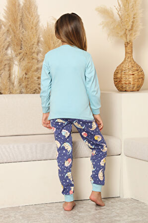 Kız Çocuk %100 Pamuk İnterlok Kumaş Pijama Takımı 6-15 Yaş 12421