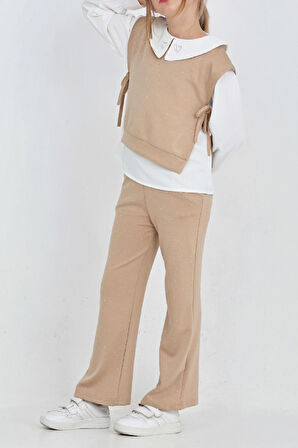 Kız Çocuk 3'lü Takım (Pantolon+Yelek+Bluz) 12429