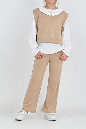 Kız Çocuk 3'lü Takım (Pantolon+Yelek+Bluz) 12429