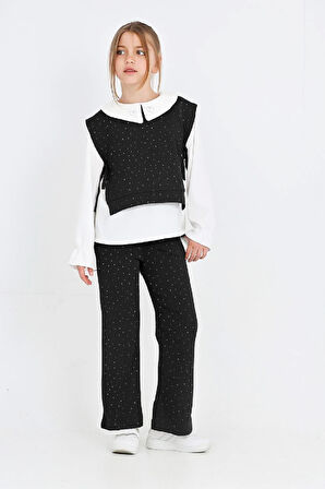 Kız Çocuk 3'lü Takım (Pantolon+Yelek+Bluz) 12429