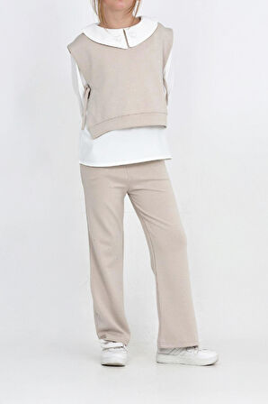 Kız Çocuk 3'lü Takım (Pantolon+Yelek+Bluz) 12429