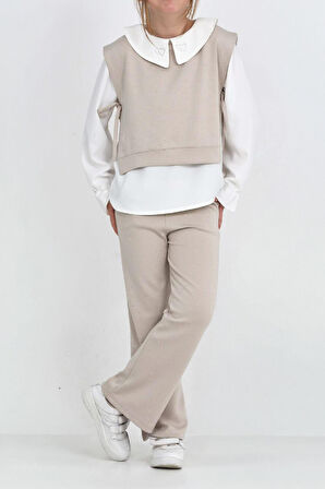 Kız Çocuk 3'lü Takım (Pantolon+Yelek+Bluz) 12429