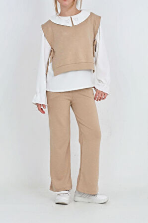 Kız Çocuk 3'lü Takım (Pantolon+Yelek+Bluz) 12429