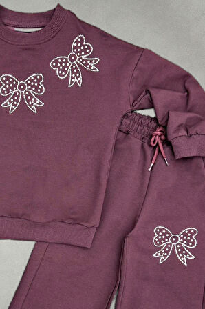 Kız Çocuk Taş Fiyonk Baskılı-2 İplik-Alt-Üst Takım-5-12 Yaş 12436