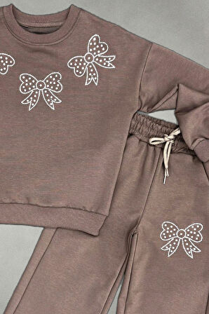 Kız Çocuk Taş Fiyonk Baskılı-2 İplik-Alt-Üst Takım-5-12 Yaş 12436