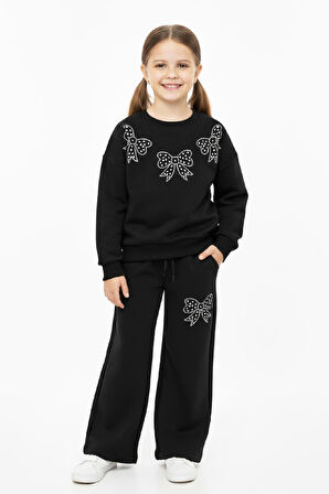 Kız Çocuk Taş Fiyonk Baskılı-2 İplik-Alt-Üst Takım-5-12 Yaş 12436