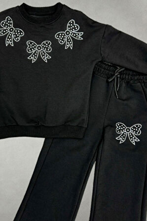 Kız Çocuk Taş Fiyonk Baskılı-2 İplik-Alt-Üst Takım-5-12 Yaş 12436