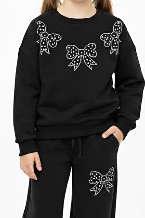 Kız Çocuk Taş Fiyonk Baskılı-2 İplik-Alt-Üst Takım-5-12 Yaş 12436