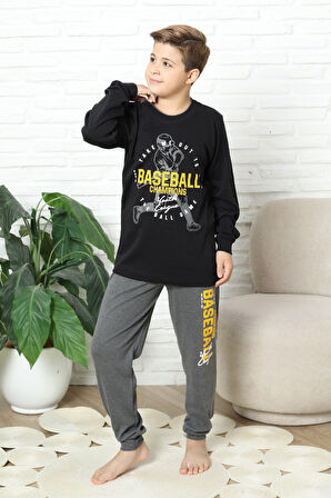 Erkek Çocuk Pijama Takımı %100 Pamuk İnterlok Kumaş 12447