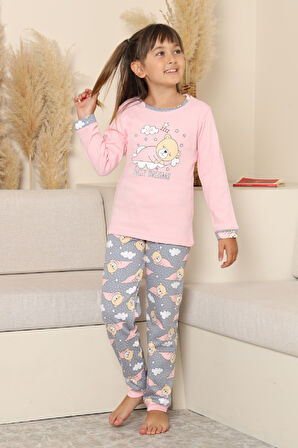 Kız Çocuk %100 Pamuk İnterlok Kumaş Pijama Takımı 11-15 Yaş 12448