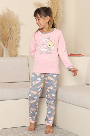 Kız Çocuk %100 Pamuk İnterlok Kumaş Pijama Takımı 11-15 Yaş 12448