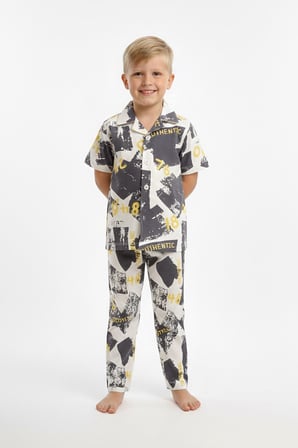 Erkek Çocuk %100 Pamuk ve Gömlek Tarz Pijama Takımı 2-13 Yaş 12687IS