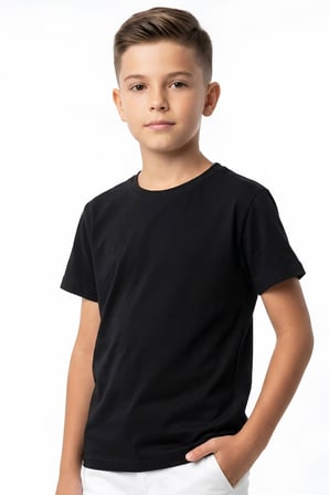 Erkek Çocuk Geniş Kalıp Basic T-Shirt 6-14 Yaş 12689DS