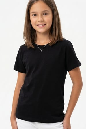 Kız Çocuk 2'li T-Shirt Geniş Kalıp ve Basic 6-14 Yaş 12692DS