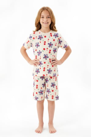 Kız Çocuk %100 Pamuk Pijama Takımı 8-13 Yaş 12697IS