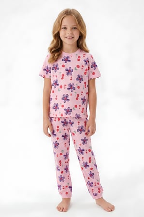 Kız Çocuk %100 Pamuk Pijama Takımı 8-13 Yaş 12698IS