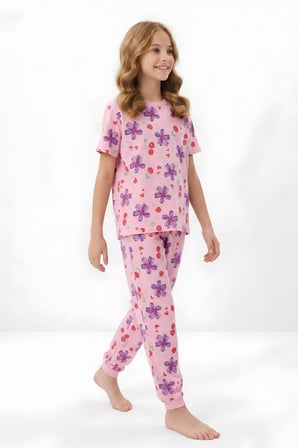 Kız Çocuk %100 Pamuk Pijama Takımı 8-13 Yaş 12698IS