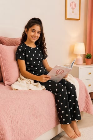 Kız Çocuk Pamuklu Milan Kumaş Pijama Takımı 8-16 Yaş 12699HC