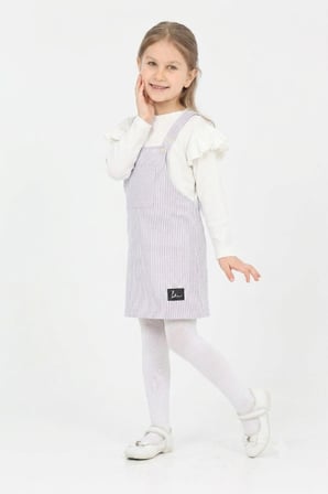 Kız Çocuk Salopet 2'li Elbise (Salopet Elbise+Bady Bluz)12182