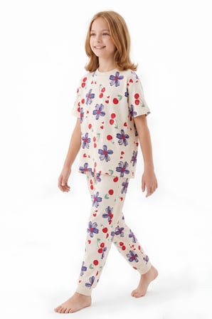 Kız Çocuk %100 Pamuk Pijama Takımı 3-13 Yaş 12713IS