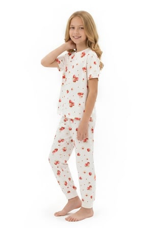 Kız Çocuk Pijama Takımı %100 Pamuk 3-13 Yaş 12714IS