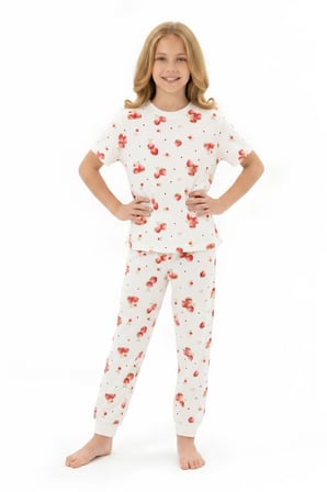 Kız Çocuk Pijama Takımı %100 Pamuk 3-13 Yaş 12714IS