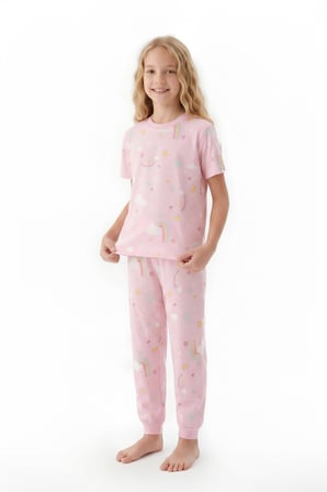 Kız Çocuk Pijama Takımı %100 Pamuk 3-13 Yaş 12714IS