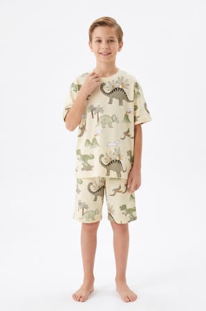 Erkek Çocuk %100 Pamuk Şortlu Pijama Takımı 8-13 Yaş 12715IS