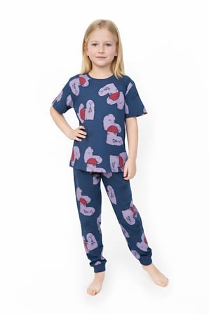 Kız Çocuk %100 Pamuk ve Baskılı Pijama Takımı 3-8 Yaş 12720IS