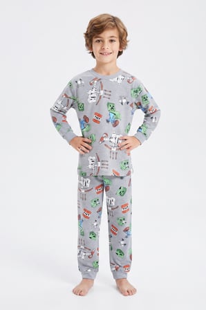 Erkek Çocuk %100 Pamuk Pijama Takımı 3-13 Yaş 12734IS