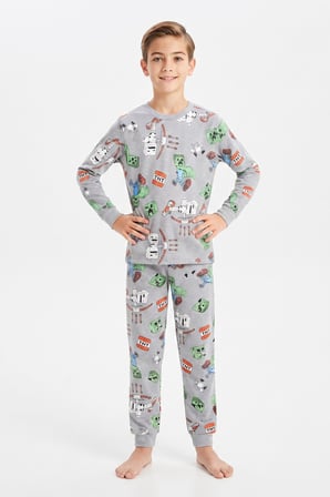Erkek Çocuk %100 Pamuk Pijama Takımı 3-13 Yaş 12734IS